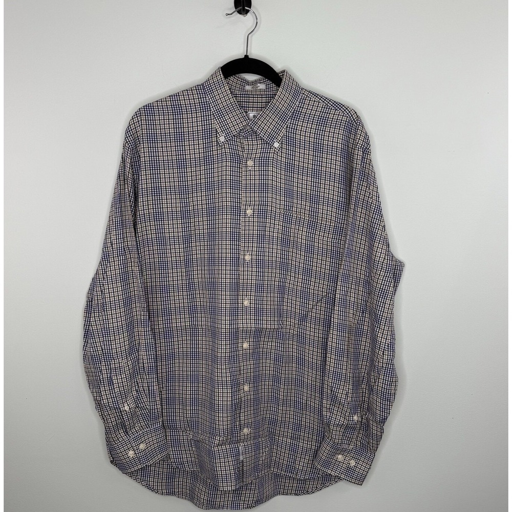 Peter Millar Men's Button Down Shirt Long Sleeve Multi Color Check 100%‎ Cotton